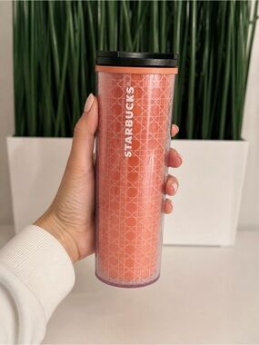 Starbucks Orange Geometric Travel Tumbler 16oz – Used, Rare Design
